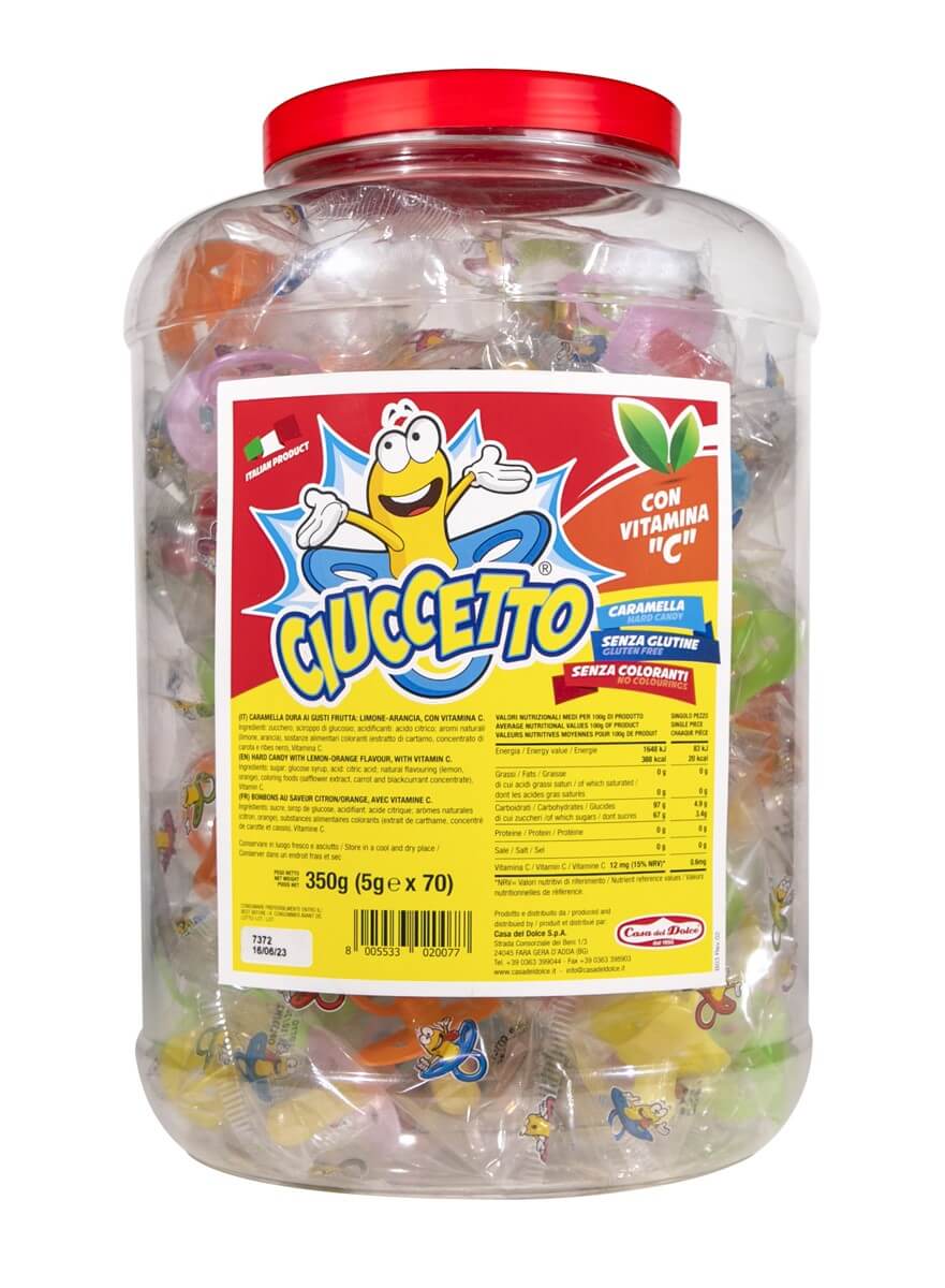 Caramelle dure Ciucci in barattolo gusto limone e arancia vitamina C senza glutine