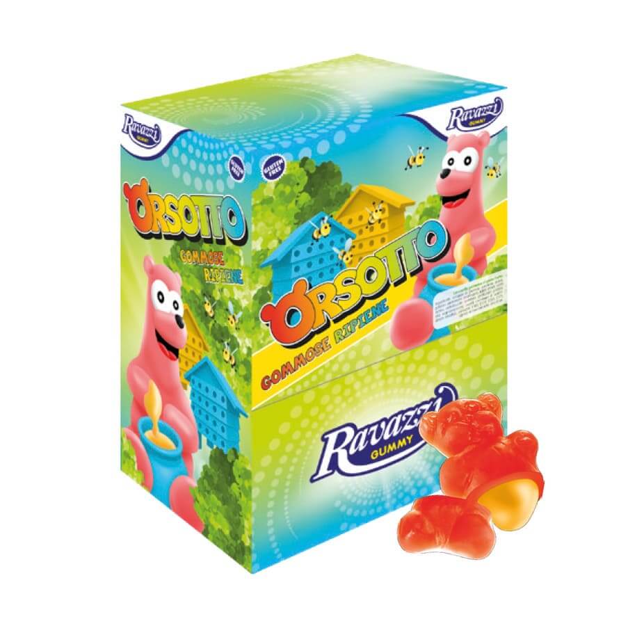 Caramelle gommose Ravazzi Monoblabla Orsotto 1,35kg 200 pezzi con pectina e coloranti E100/E120/E133