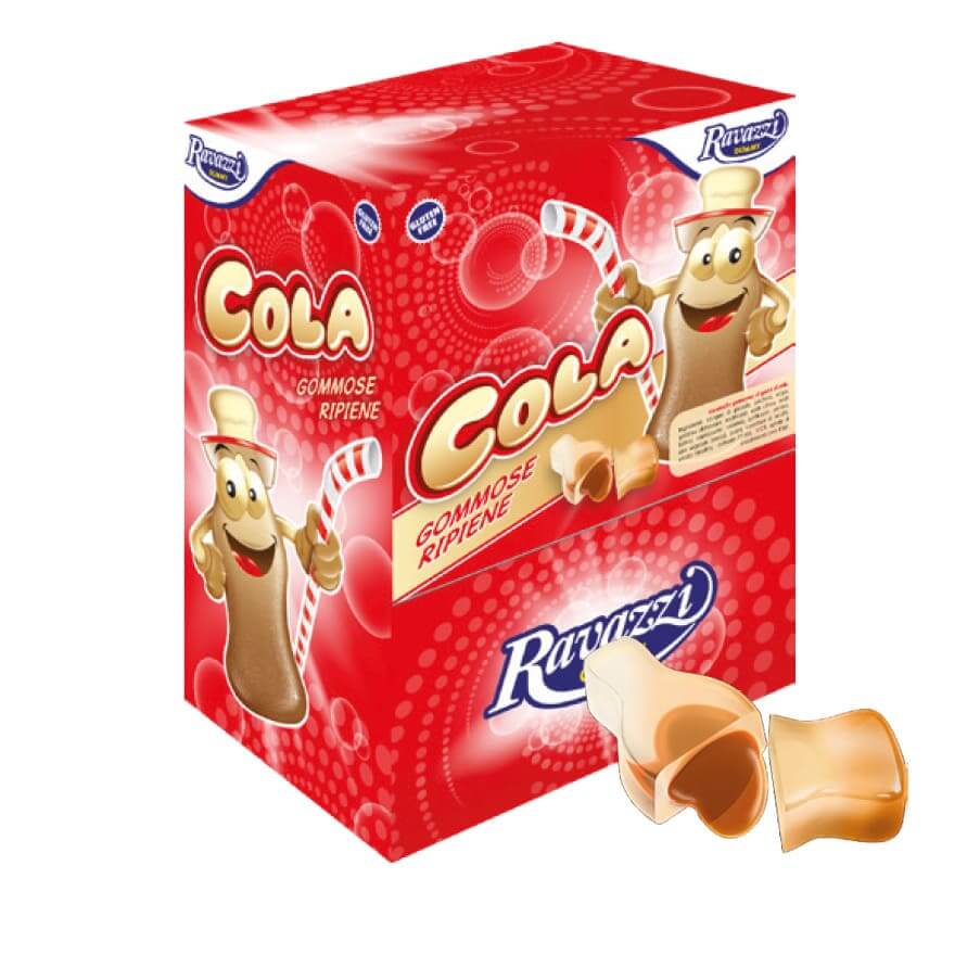 Caramelle gommose Ravazzi Monoblabla Cola 1,5kg 200 pezzi con cera d'api e colorante E150a