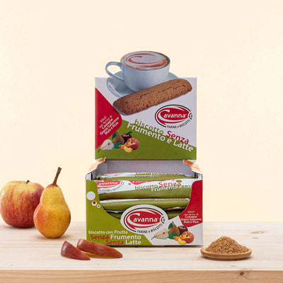 Biscotti Frutta Senza Glutine Cavanna 30 pezzi monoconfezione, farine integrali macinate a pietra con frutta