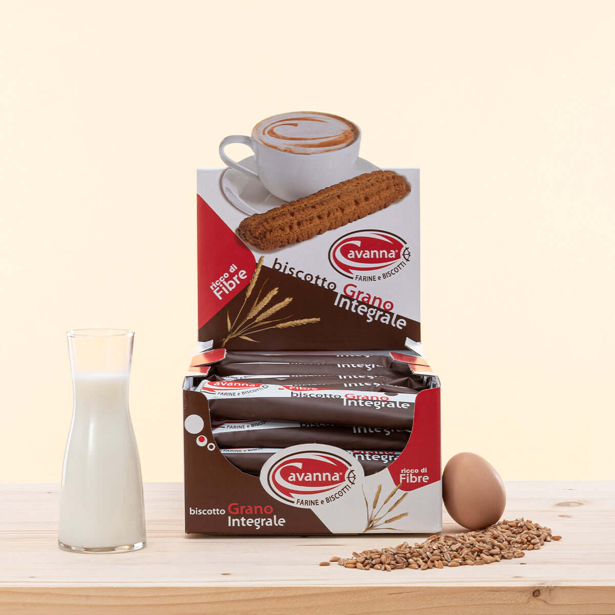 Biscotti Grano Integrale Cavanna monoconfezione 30 pezzi, farina macinata a pietra con latte fresco e burro