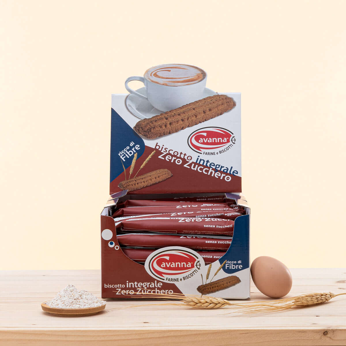 Biscotti Zero Zucchero Integrale Cavanna 30 pezzi, farina integrale macinata a pietra in mulino ad acqua