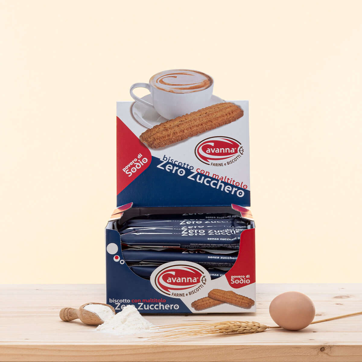 Biscotti Zero Zucchero Cavanna 30 pezzi monoconfezione, farina tipo 1 macinata a pietra con maltitolo