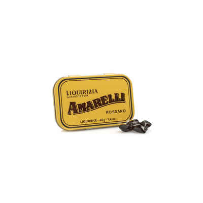 Lattina retrò Amarelli Spezzata Oro con pezzi irregolari di liquirizia pura nera senza zucchero, 40g