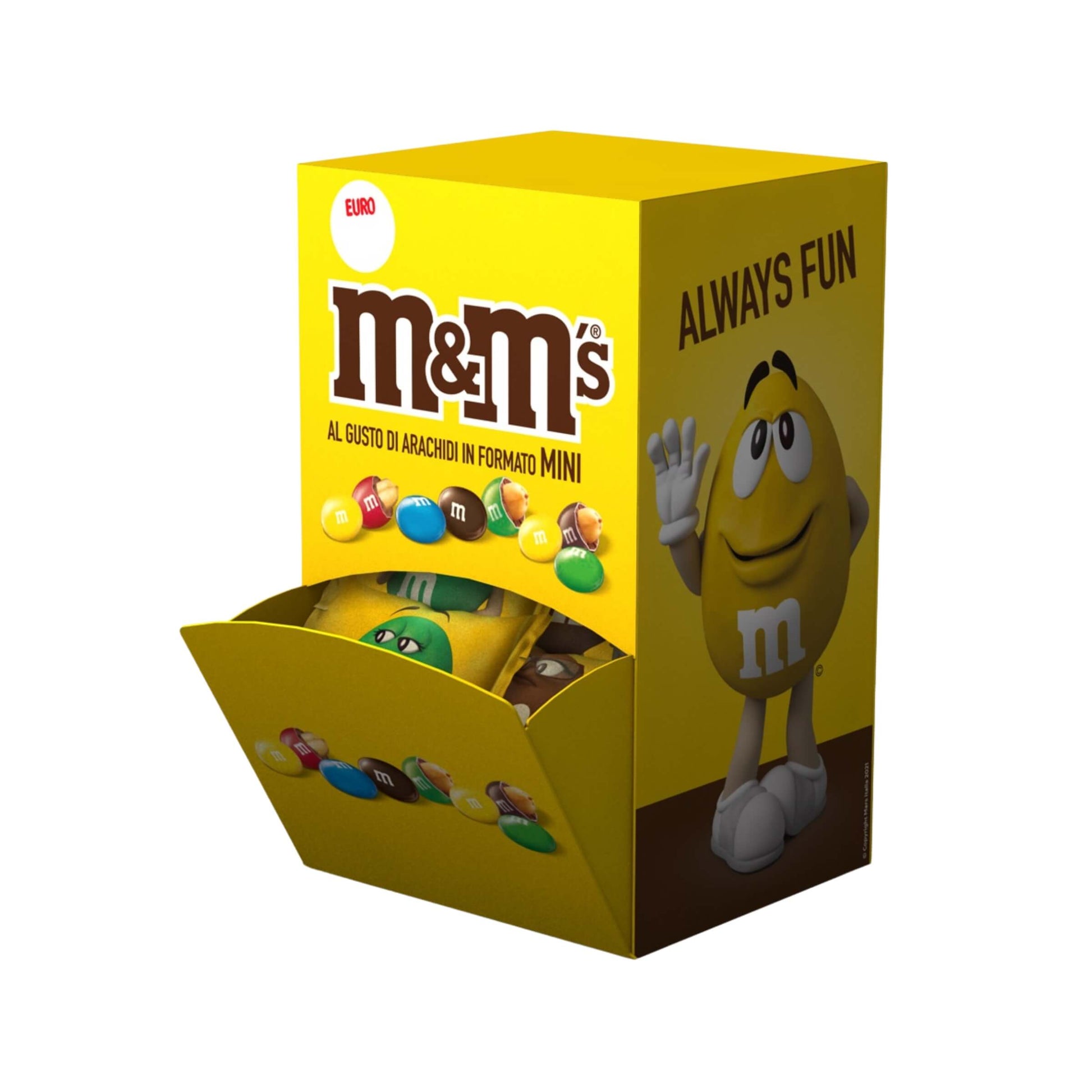 M&M's Arachidi 20g confetti cioccolato arachidi tostate espositore Bocca Lupo 60pz