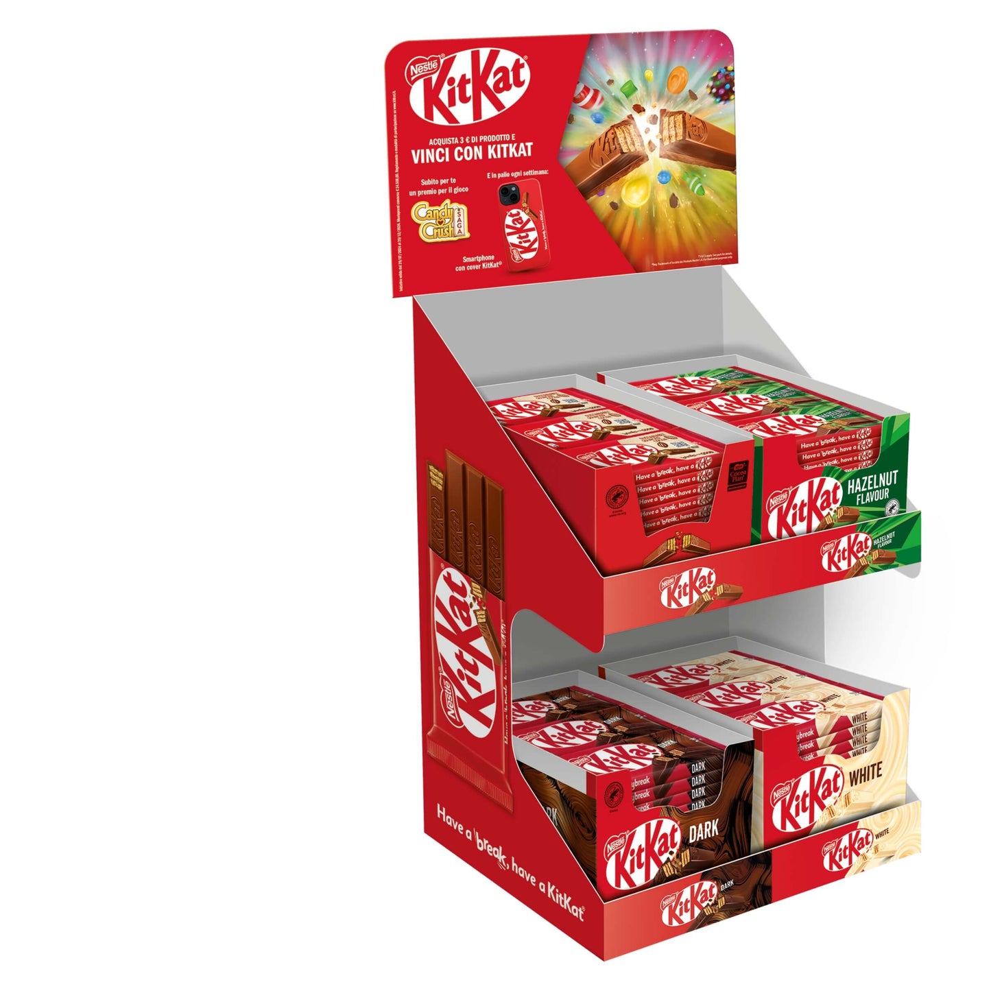 Cassa Kit Kat Nestle 96 barrette monoporzione 41,5 g 4 gusti Original Dark White Hazelnut