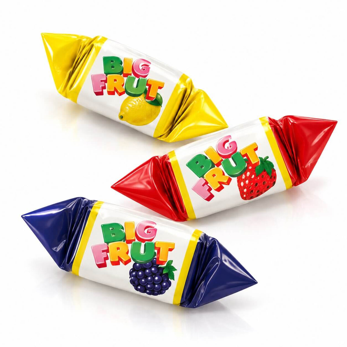 Dufour Big Frut Gelée Frutti Mediterranei Caramelle Gommose Fragola Limone Mora e Pesca Busta 1 kg