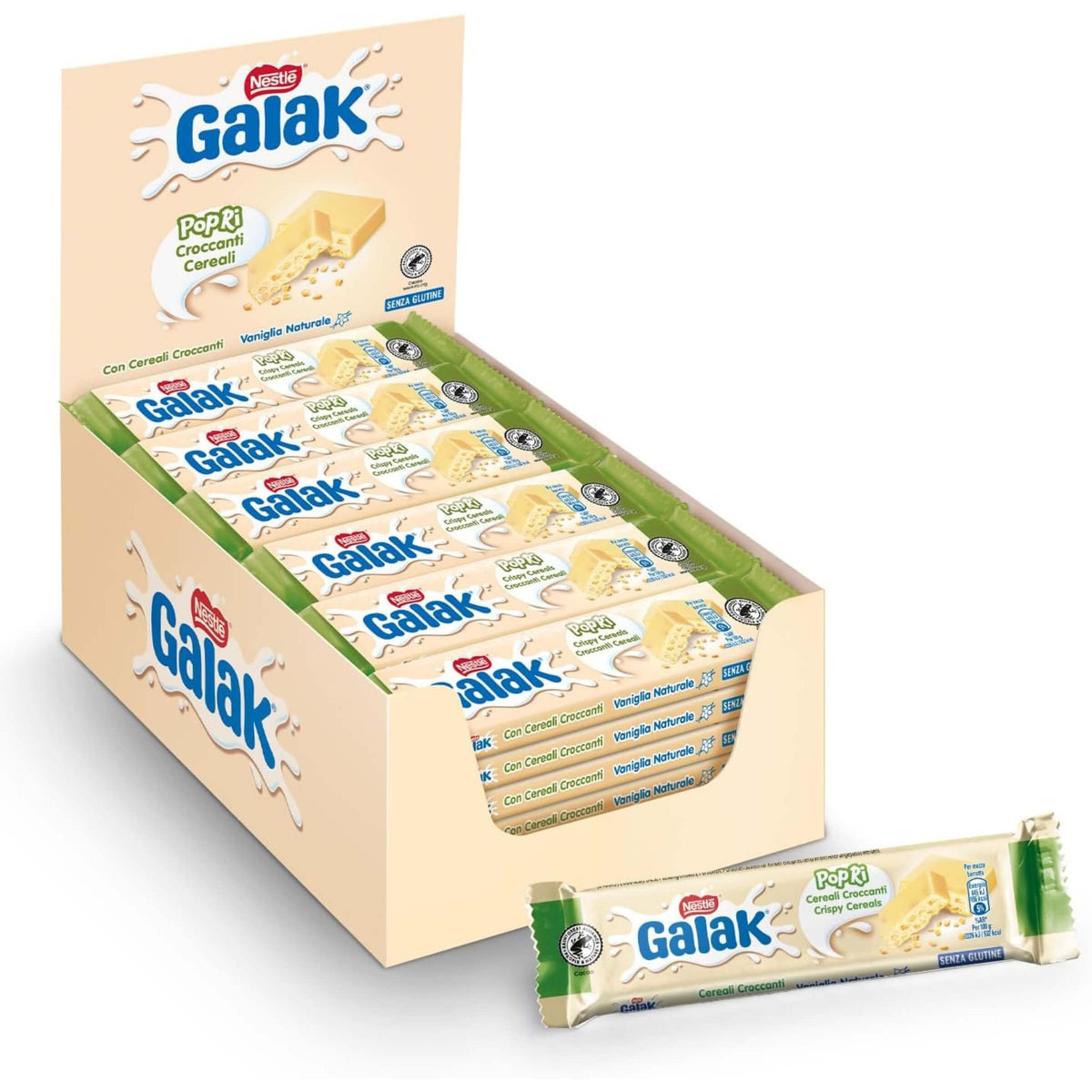 GALAK BARRETTA AL CIOCCOLATO BIANCO E CEREALI CROCCANTI 40gr (36PZ)