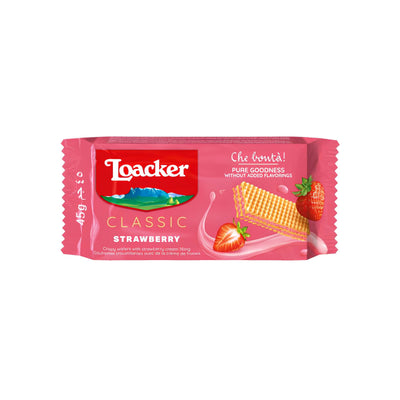 Loacker Classic Strawberry Wafer con Crema alla Fragola 45gr (12PZ)
