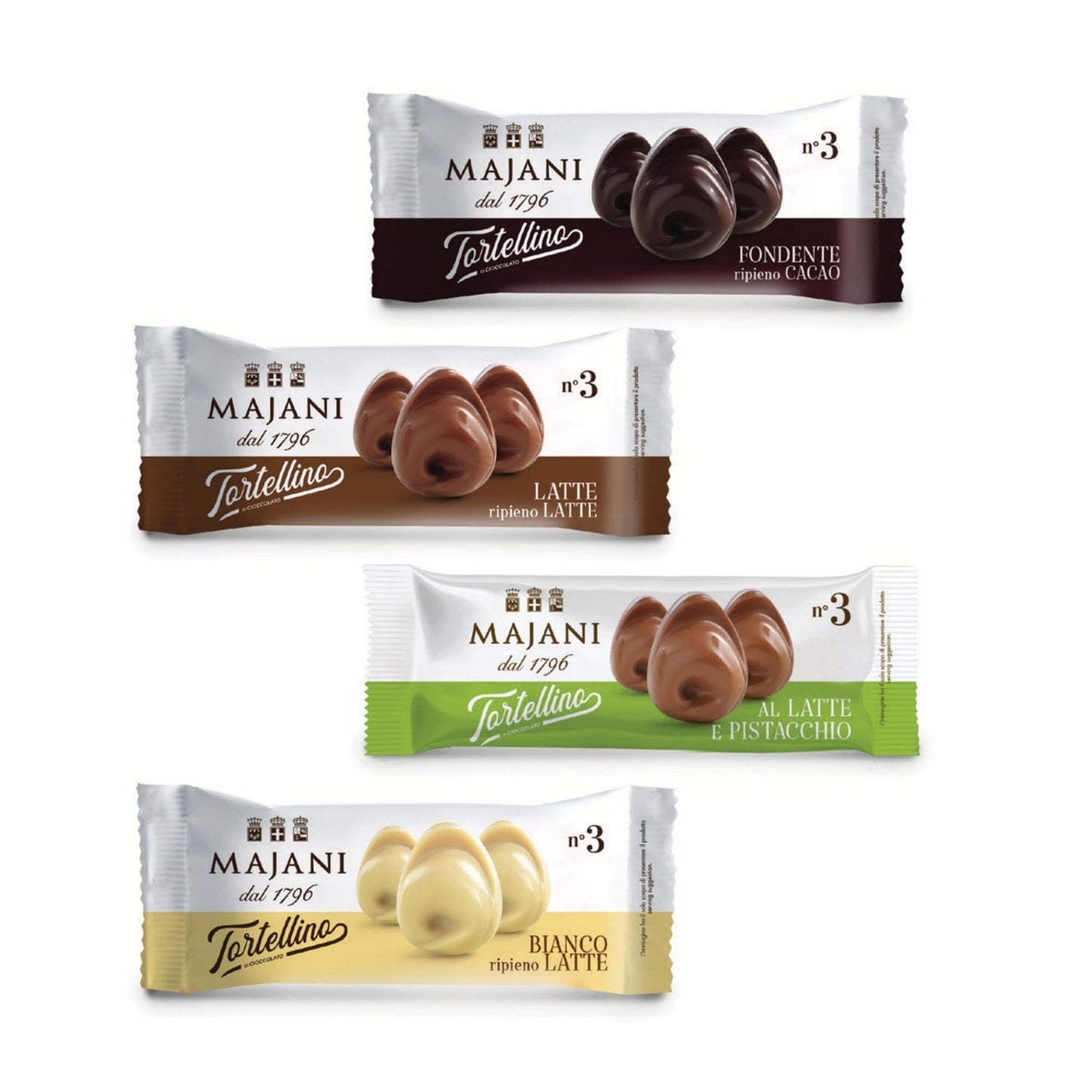 Majani Tortellini di Cioccolato Ripieni 4 Gusti Senza Glutine 24 g (80PZ)