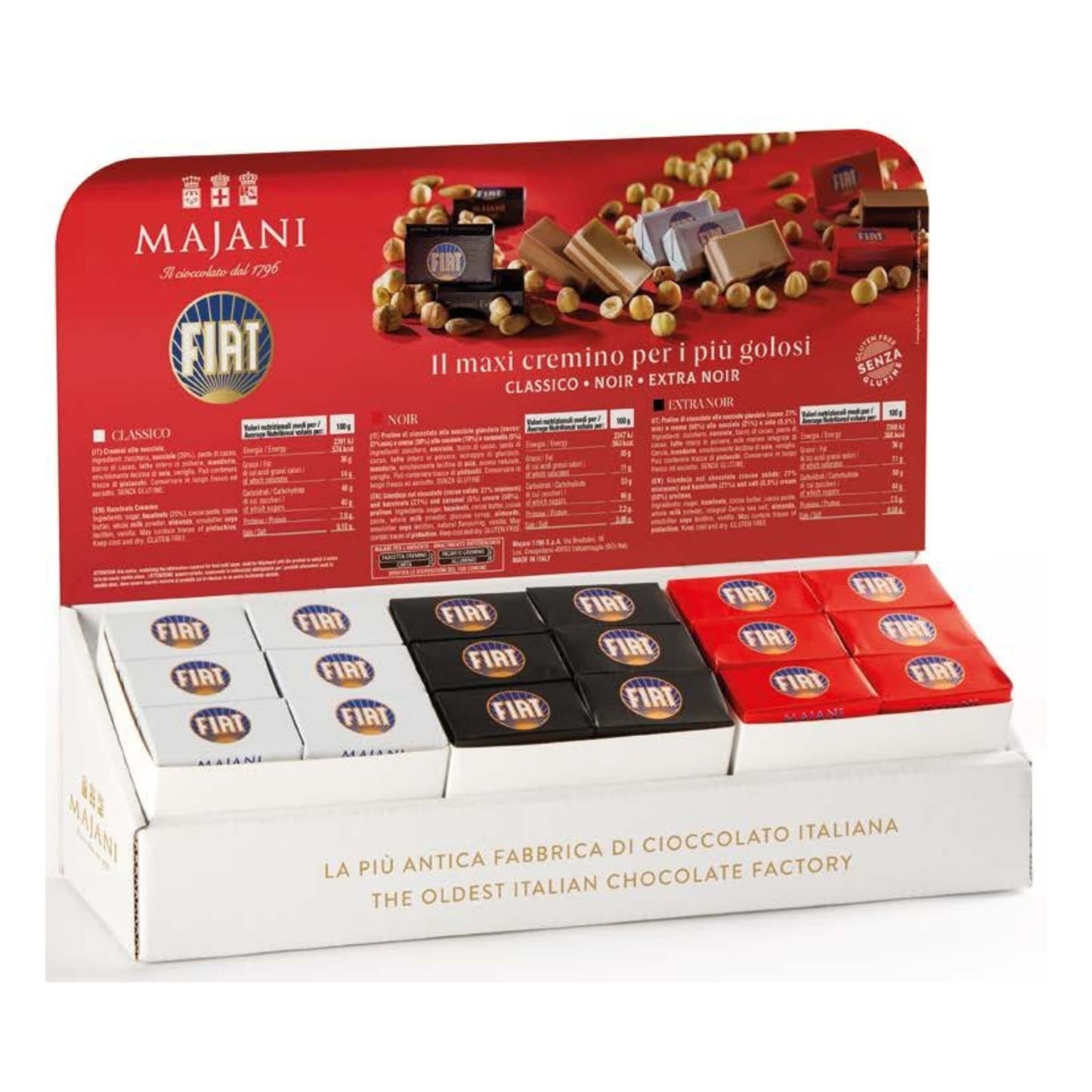Majani Mini Espositore Fiat Major Maxi Cremini Assortiti 3 Gusti Senza Glutine 20 g (144PZ)