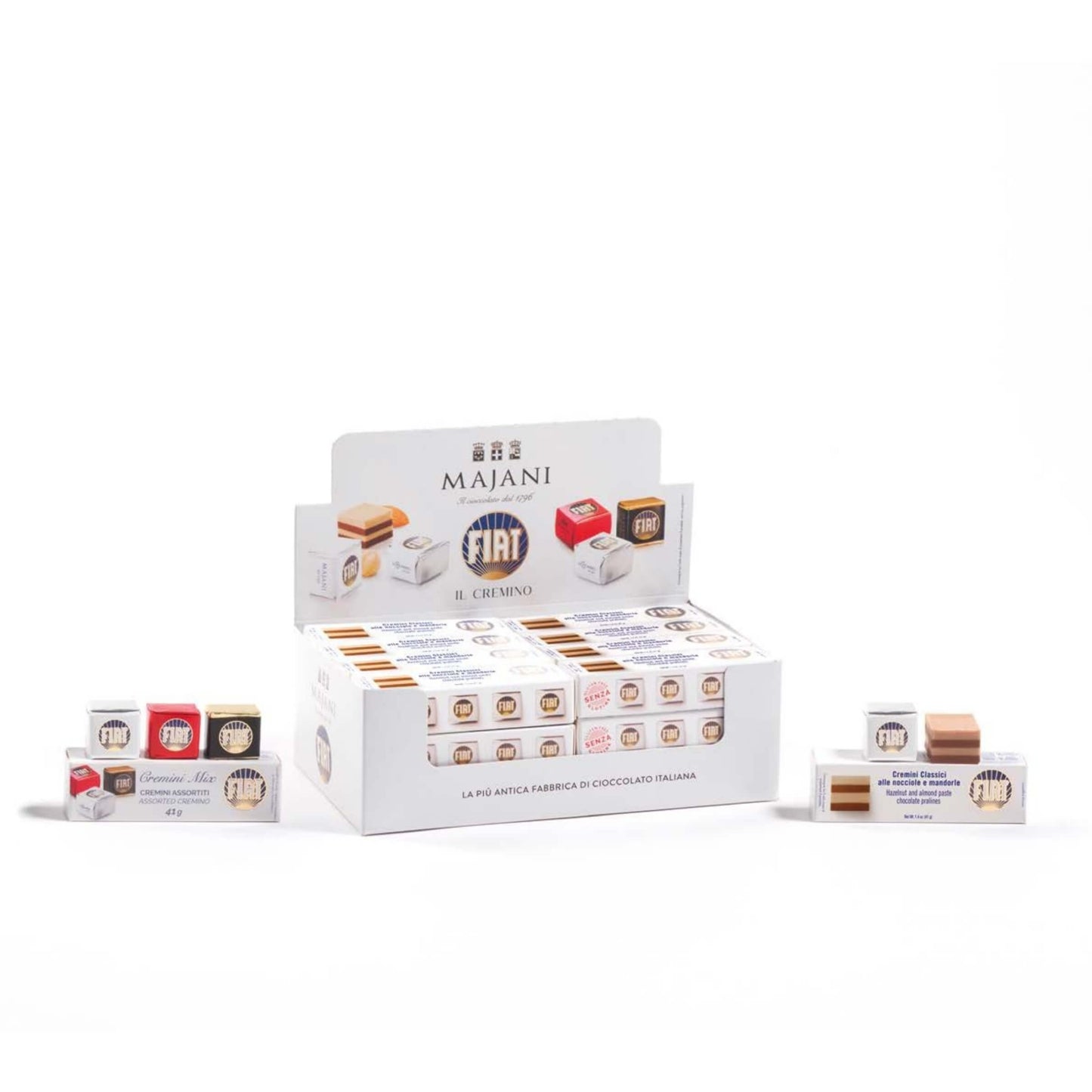 Majani 48 Astucci 4 Dadi Cremini Mix Fiat Classico Noir Extranoir Senza Glutine 3 x 41 g