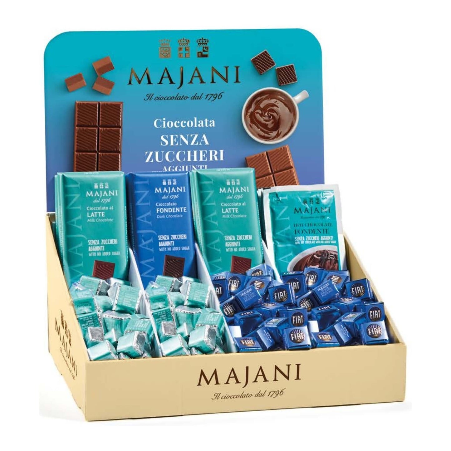 Majani Espositore Senza Zucchero Cioccolato Assortito Senza Glutine Senza Zuccheri Aggiunti