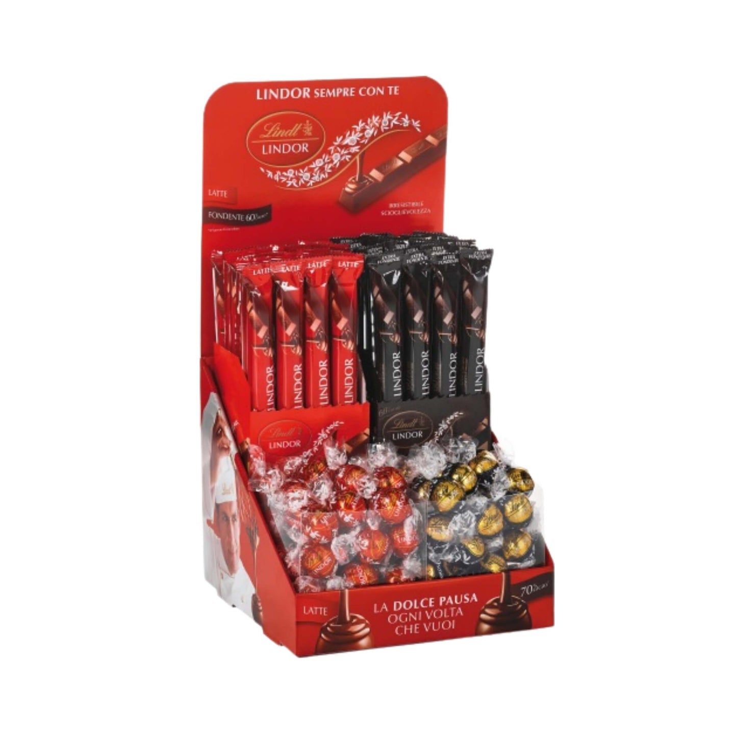 ESPOSITORE LINDT LINDOR BAR (72PZ) + 3,5 Kg SFUSO + 500 gr OMAGGIO