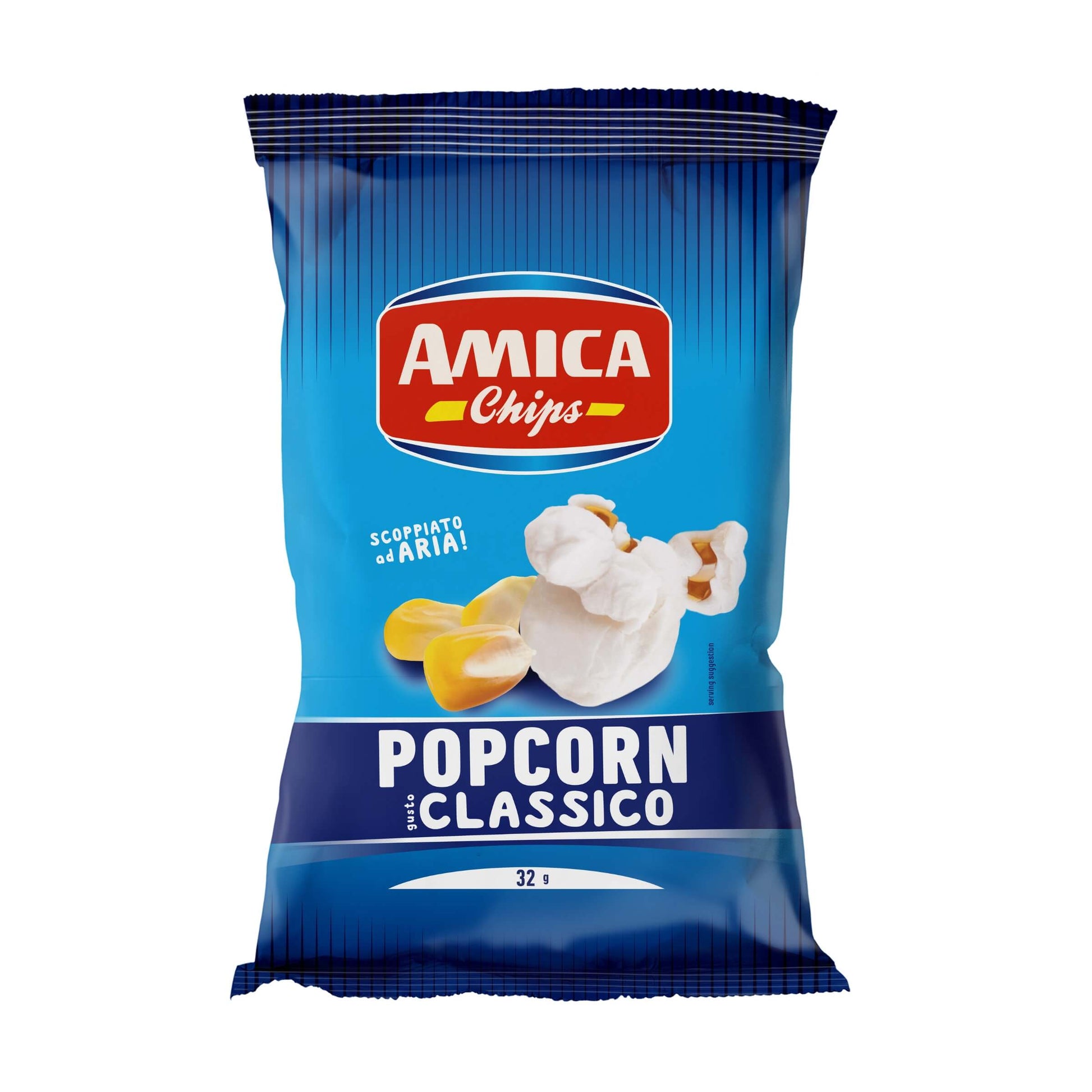 Amica Snack Pop Corn Salati 32g, sacchetto di pop corn di mais salati croccanti