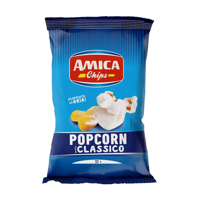 Amica Snack Pop Corn Salati 32g, sacchetto di pop corn di mais salati croccanti