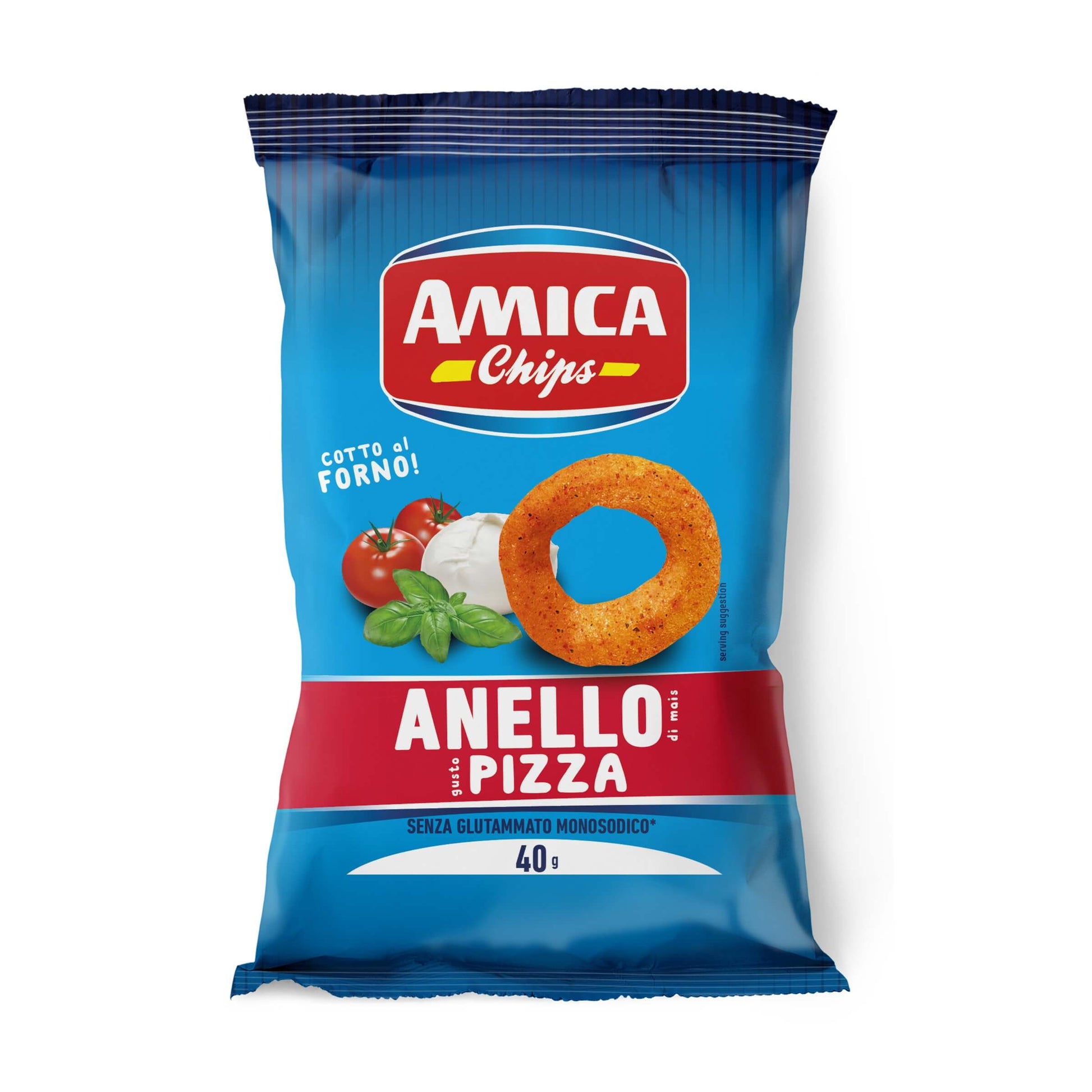 Amica Snack Anello Pizza 40g, sacchetto di anelli di mais croccanti al gusto pizza