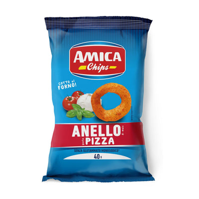 Amica Snack Anello Pizza 40g, sacchetto di anelli di mais croccanti al gusto pizza