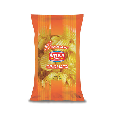 Confezione da 180g patatine grigliate Amica Chips con taglio ondulato per bar e ristorazione