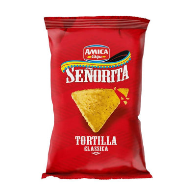 Amica Chips Tortilla Natural Senorita 400g, sacchetto di tortilla chips di farina di mais cotte a fiamma viva