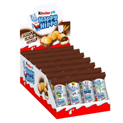 Ferrero Kinder Happy Hippo Cacao T1 Snack Wafer Croccante Ripieno Latte e Cacao (28PZ)