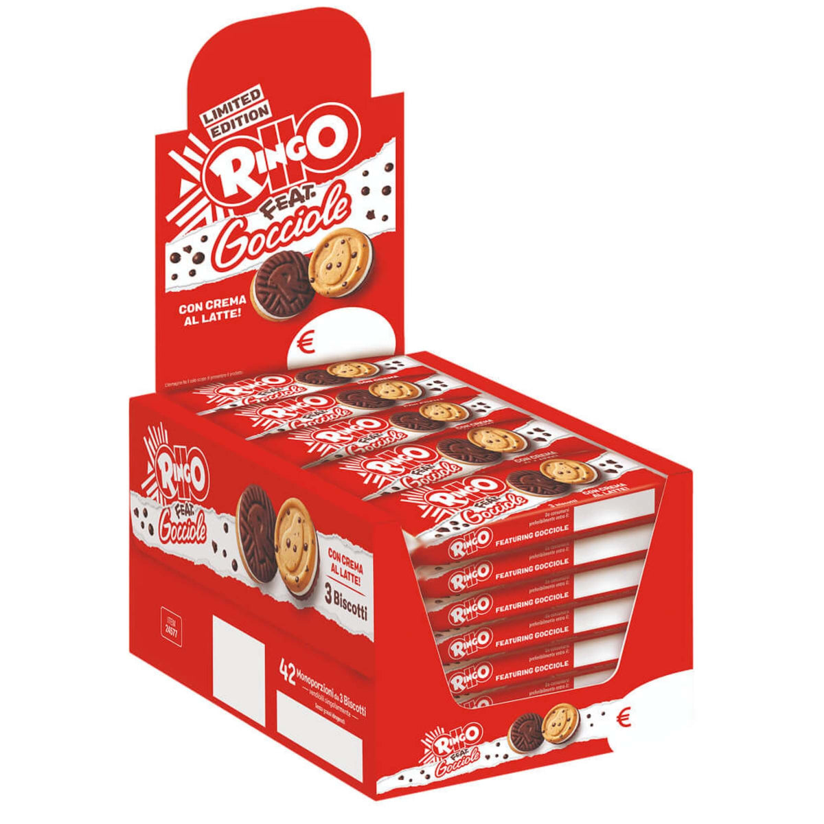 Ringo Gocciole Limited Edition Biscotti con Crema al Latte e Gocce di Cioccolato 27,5 g (42PZ)