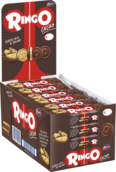 Biscotti farciti Ringo Pavesi Cacao monoporzione 24pz - crema cacao 25%, biscotto farina frumento