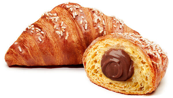 Croissant Abaribi con farcitura gianduia 15% nocciole cacao zucchero granella lievito confezione 16pz