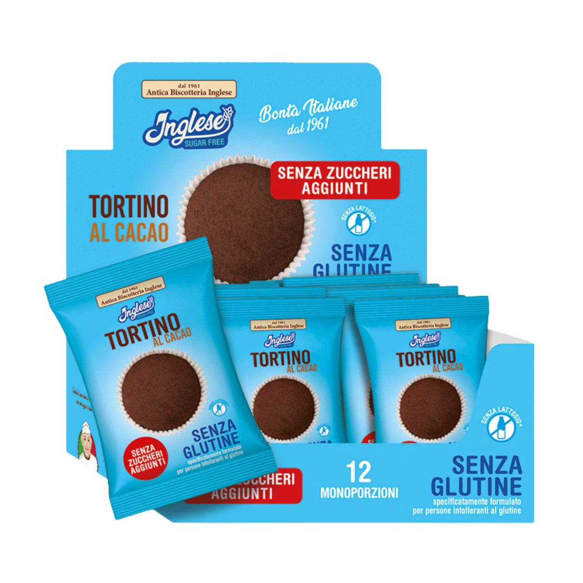 Inglese Gluten Free Tortino al Cacao Senza Glutine Senza Zuccheri Aggiunti Monoporzione 40g (8PZ)