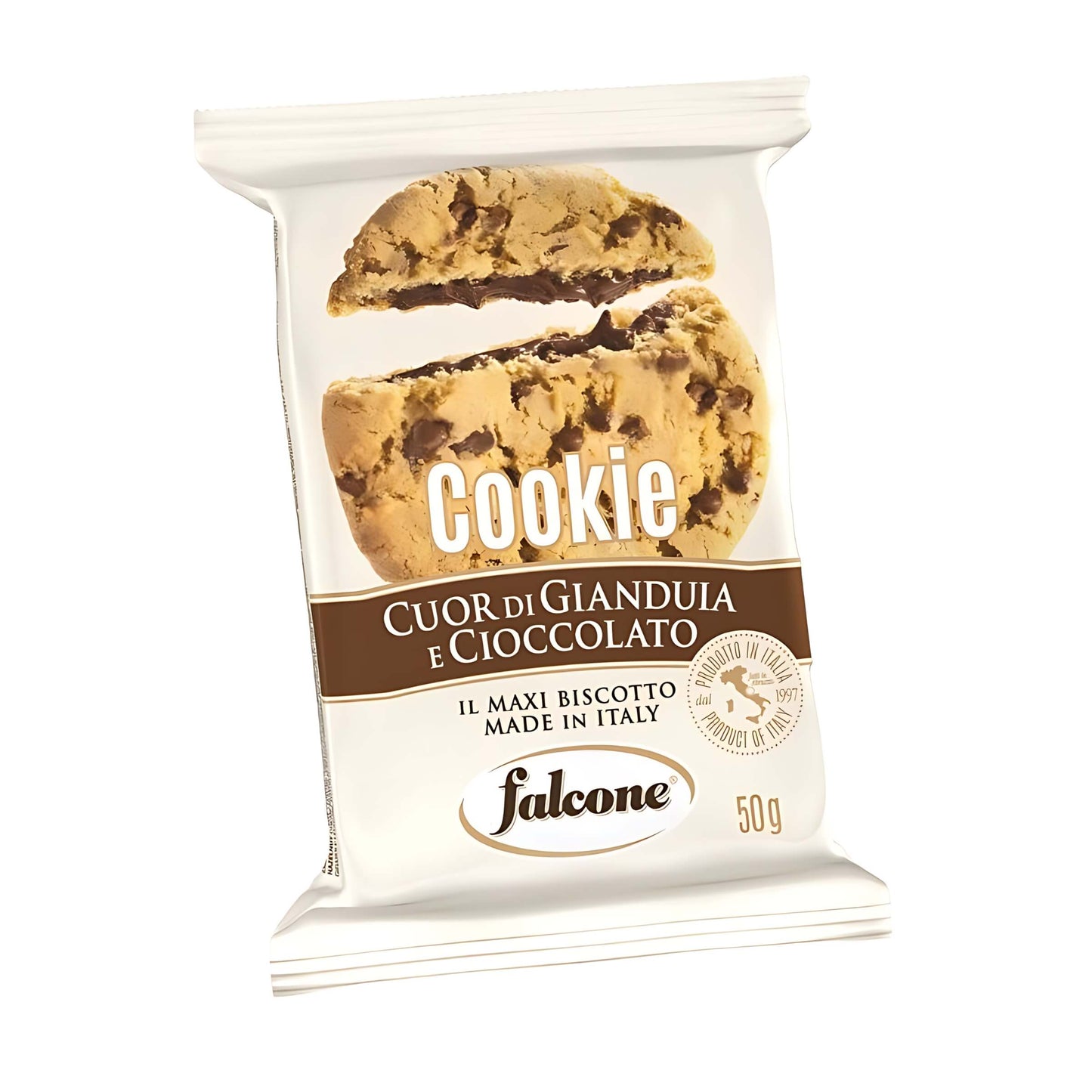Cookies Falcone Cuor di Gianduia 50 g cioccolato al latte 12% e farcitura cremosa alla nocciola 13 pz