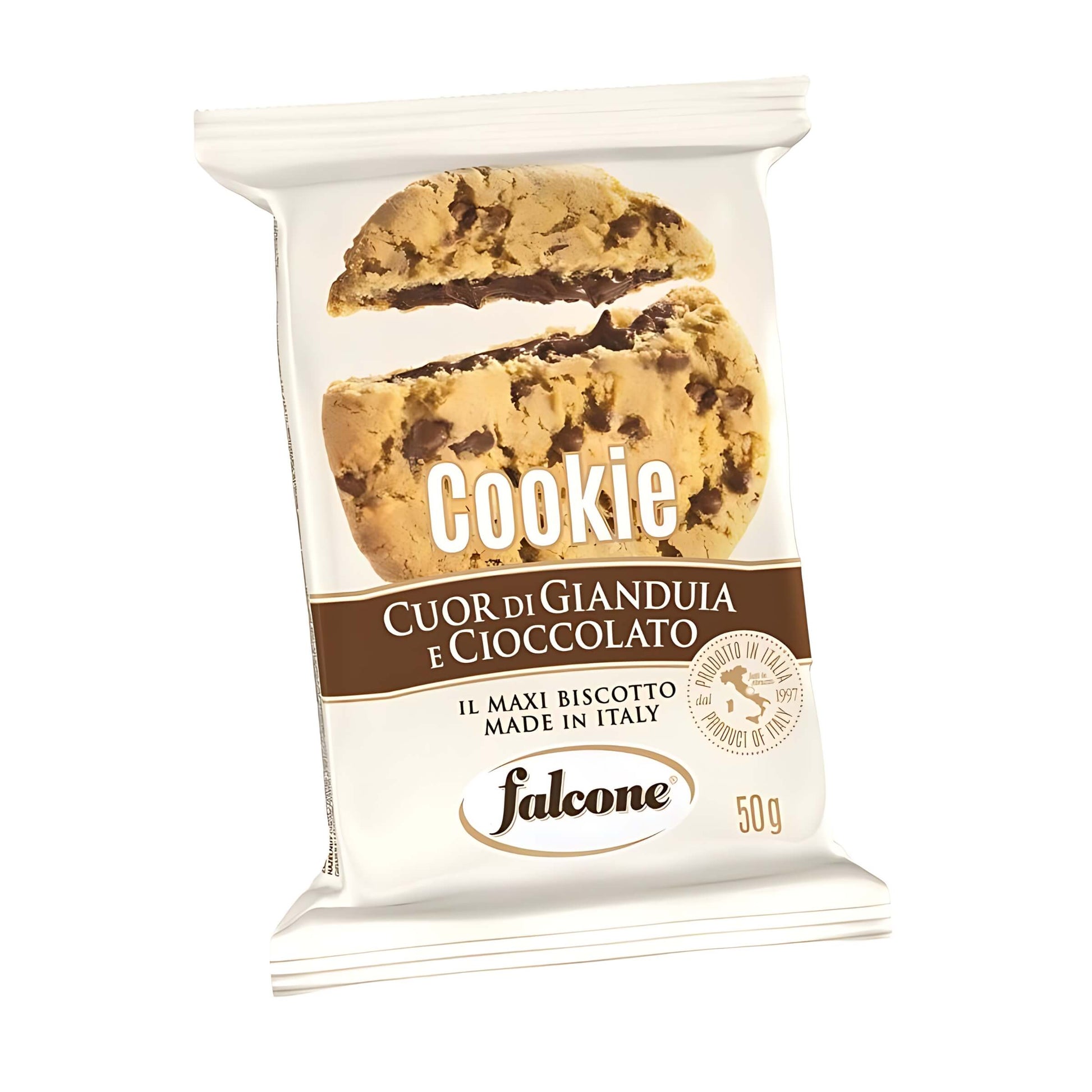 Cookies Falcone Cuor di Gianduia 50 g cioccolato al latte 12% e farcitura cremosa alla nocciola 13 pz