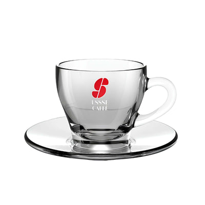 Essse Caffè Set 6 Tazze da Cappuccino in Vetro con Piattini