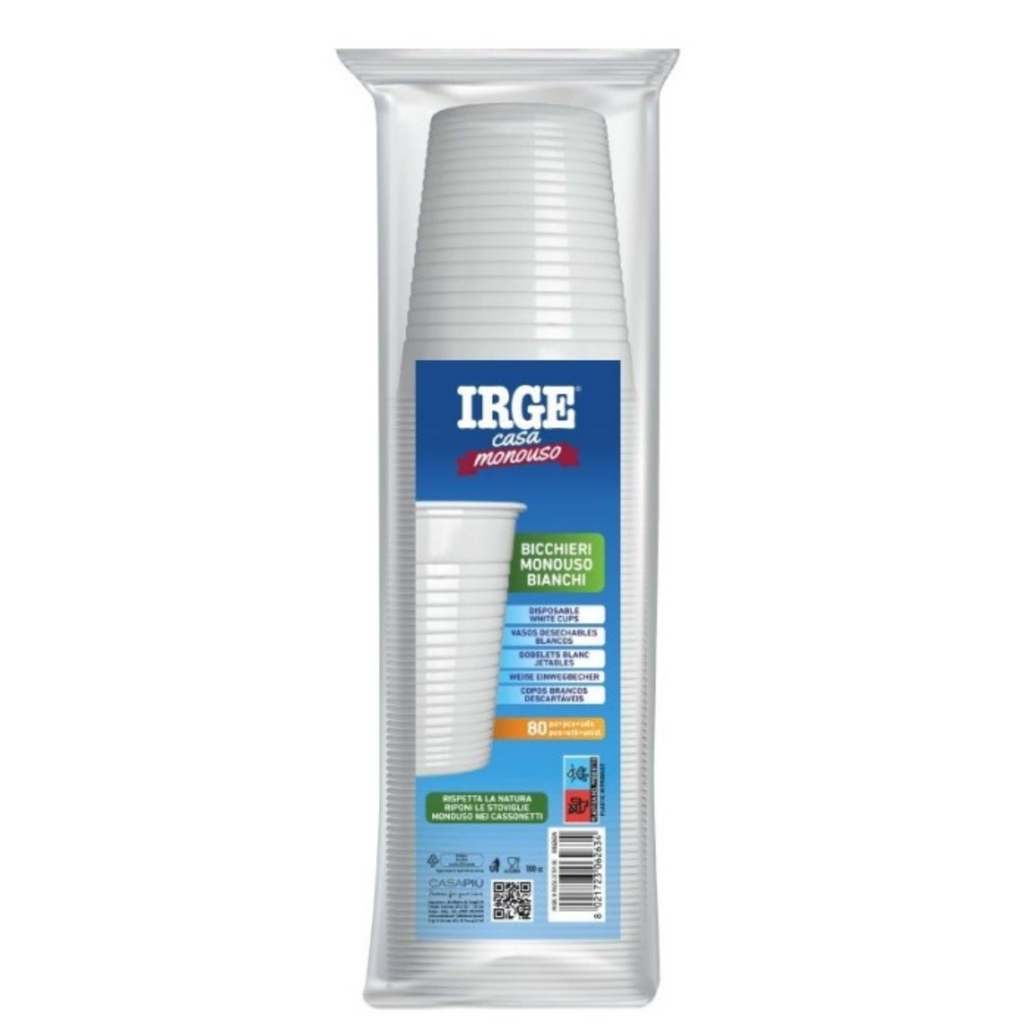 Irge Bicchieri Monouso Usa e Getta Acqua Bianchi 180cc (80PZ)