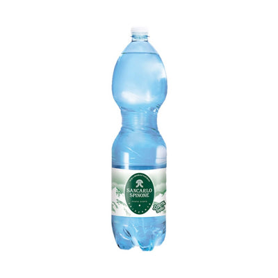 6 bottiglie PET acqua frizzante San Carlo Spinone 1,5 lt, sorgente Valle del Tuf, Bergamo