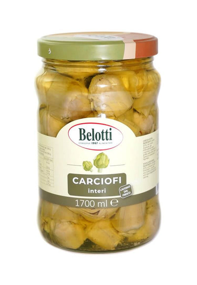Belotti Vaso Carciofi Interi 1700 ml lavorati dal fresco, vista frontale etichetta