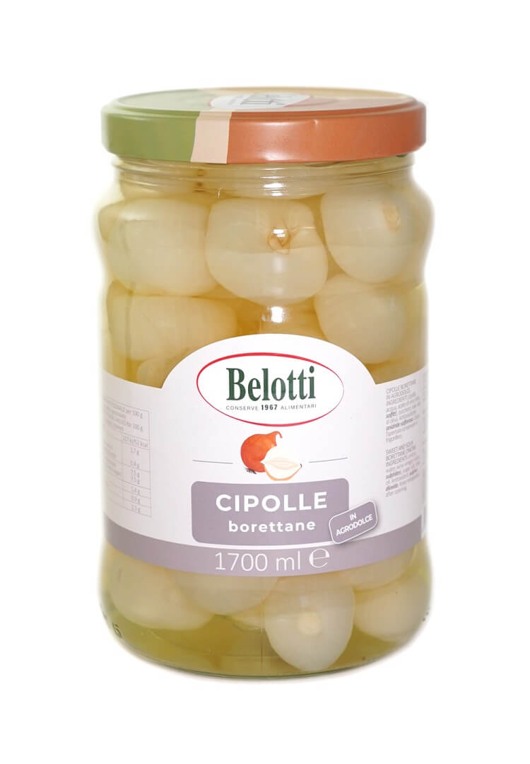 Belotti Vaso Cipolle Borettane Agrodolce 1700 ml lavorate dal fresco, etichetta frontale