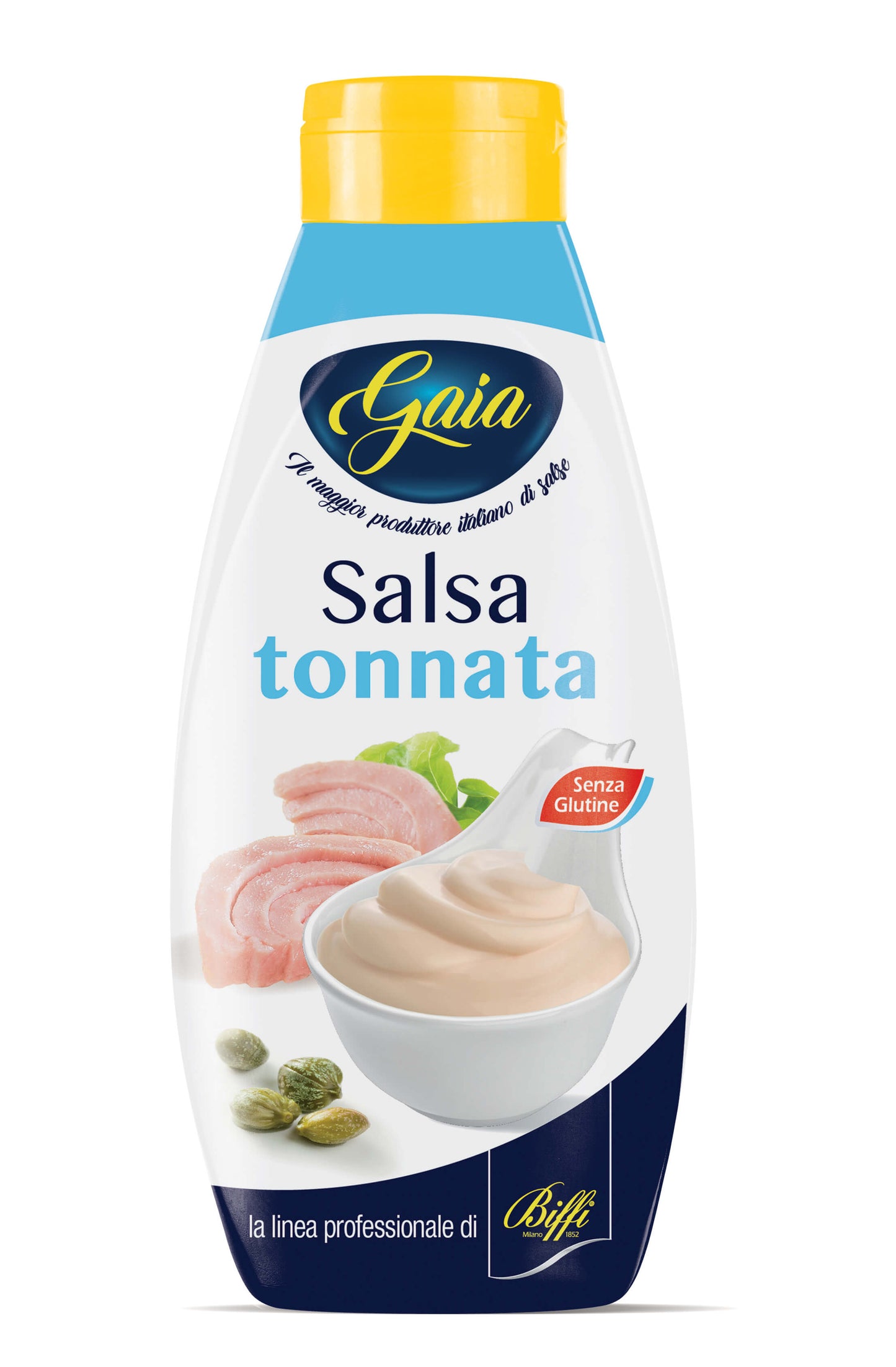 Biffi-Gaia Flacone Squeeze Salsa Tonnata 960 g, tonno 11% capperi 1,2% e acciughe, flacone ergonomico
