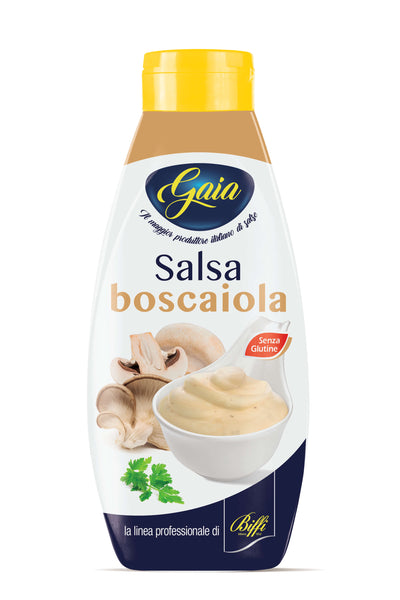 Biffi-Gaia Flacone Squeeze Salsa Boscaiola 900 g, funghi porcini in olio girasole, flacone ergonomico