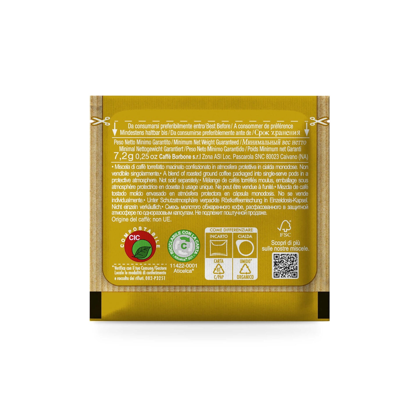 Caffè Borbone 100 Cialde ESE 44 mm Miscela Oro Compostabili con Incarto Riciclabile Espresso Morbido e Cremoso