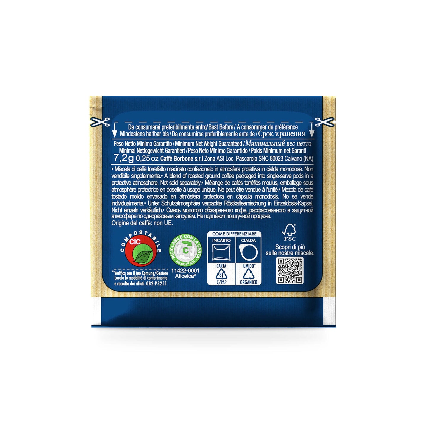Caffè Borbone 100 Cialde ESE 44 mm Miscela Blu Compostabili con Incarto Riciclabile Espresso Rotondo e Corposo