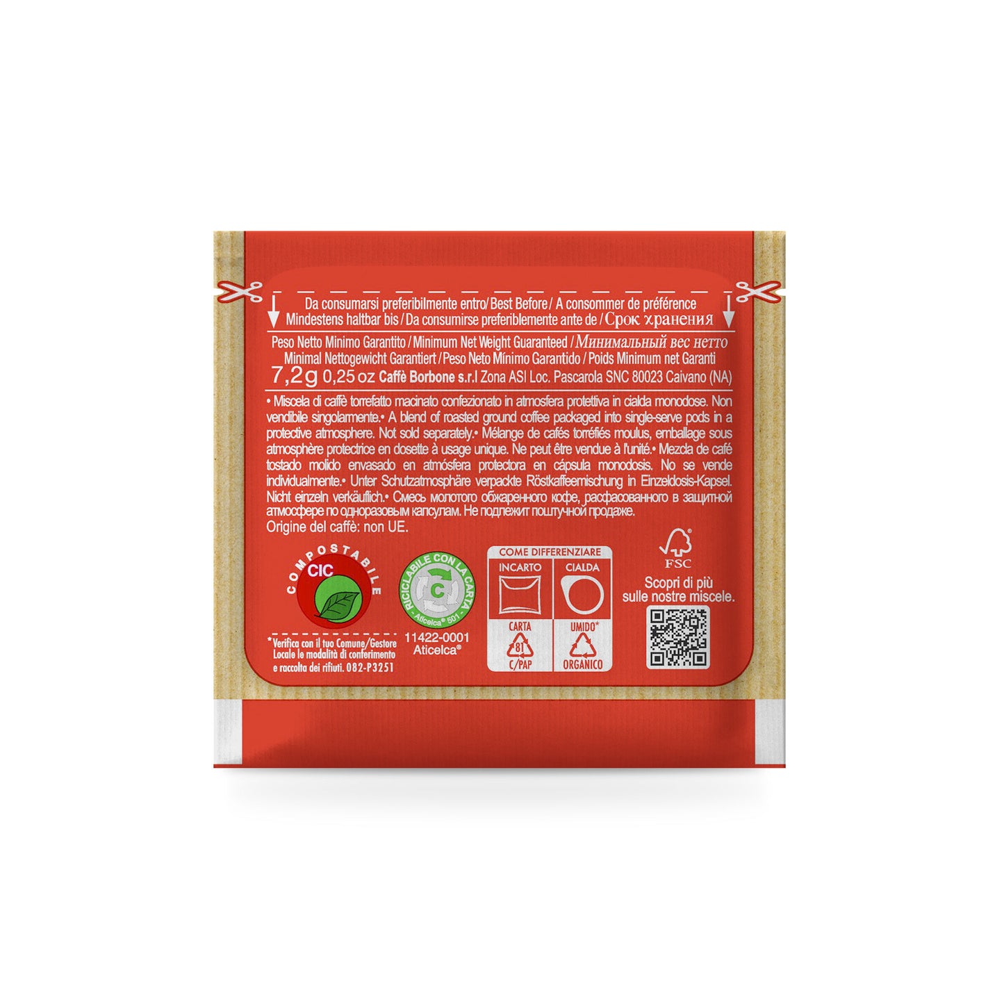 Caffè Borbone 100 Cialde ESE 44 mm Miscela Rossa Compostabili con Incarto Riciclabile Espresso Forte e Deciso