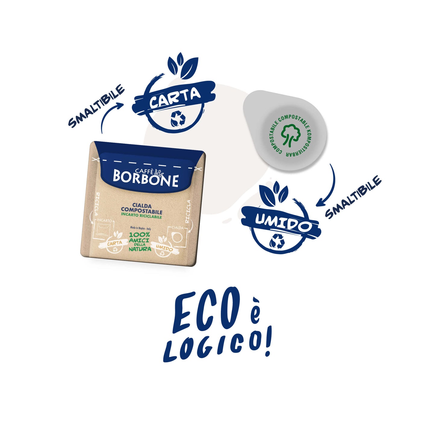 Caffè Borbone 100 Cialde ESE 44 mm Miscela Nera Compostabili con Incarto Riciclabile Espresso Cremoso e Intenso