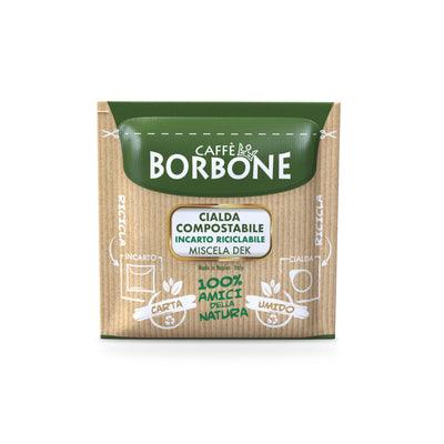 Caffè Borbone 100 Cialde ESE 44 mm Miscela Verde Dek Compostabili con Incarto Riciclabile Espresso Decaffeinato Cremoso