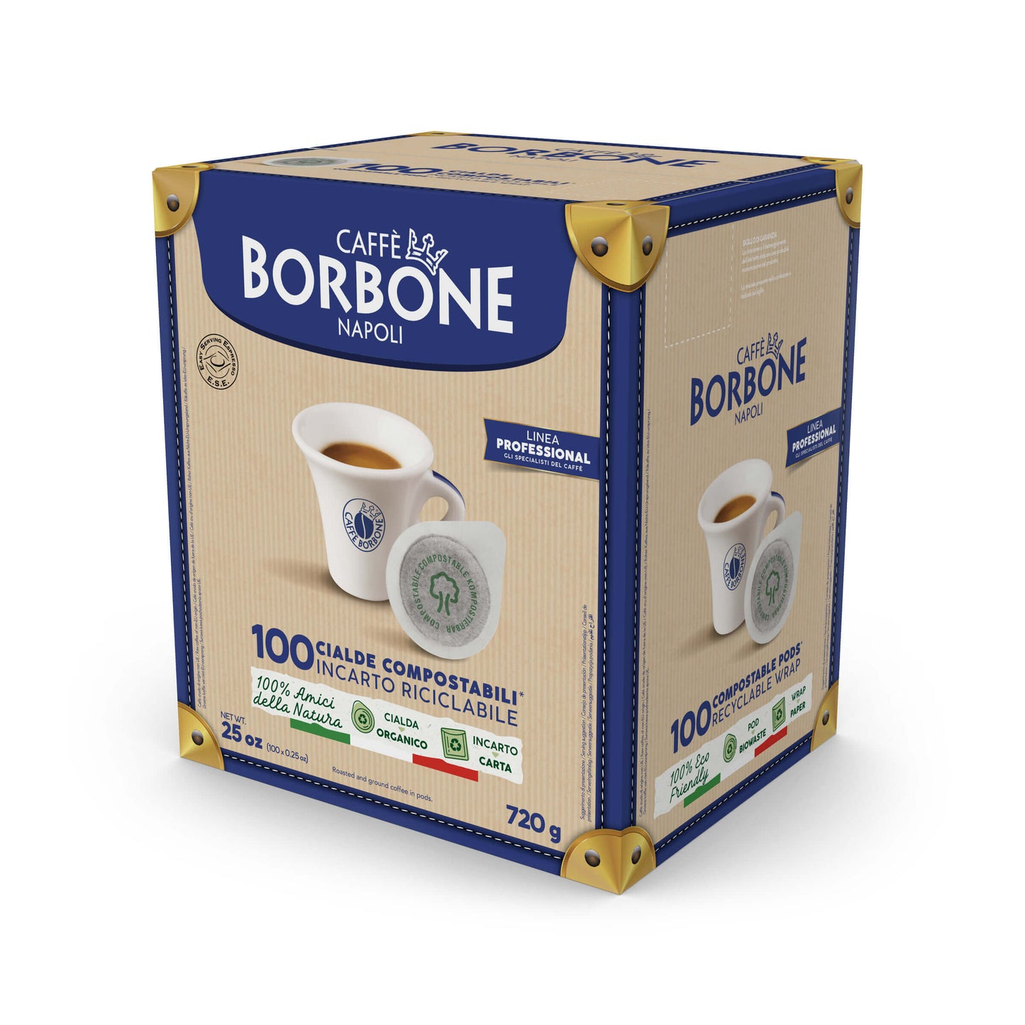 Caffè Borbone 100 Cialde ESE 44 mm Miscela Verde Dek Compostabili con Incarto Riciclabile Espresso Decaffeinato Cremoso