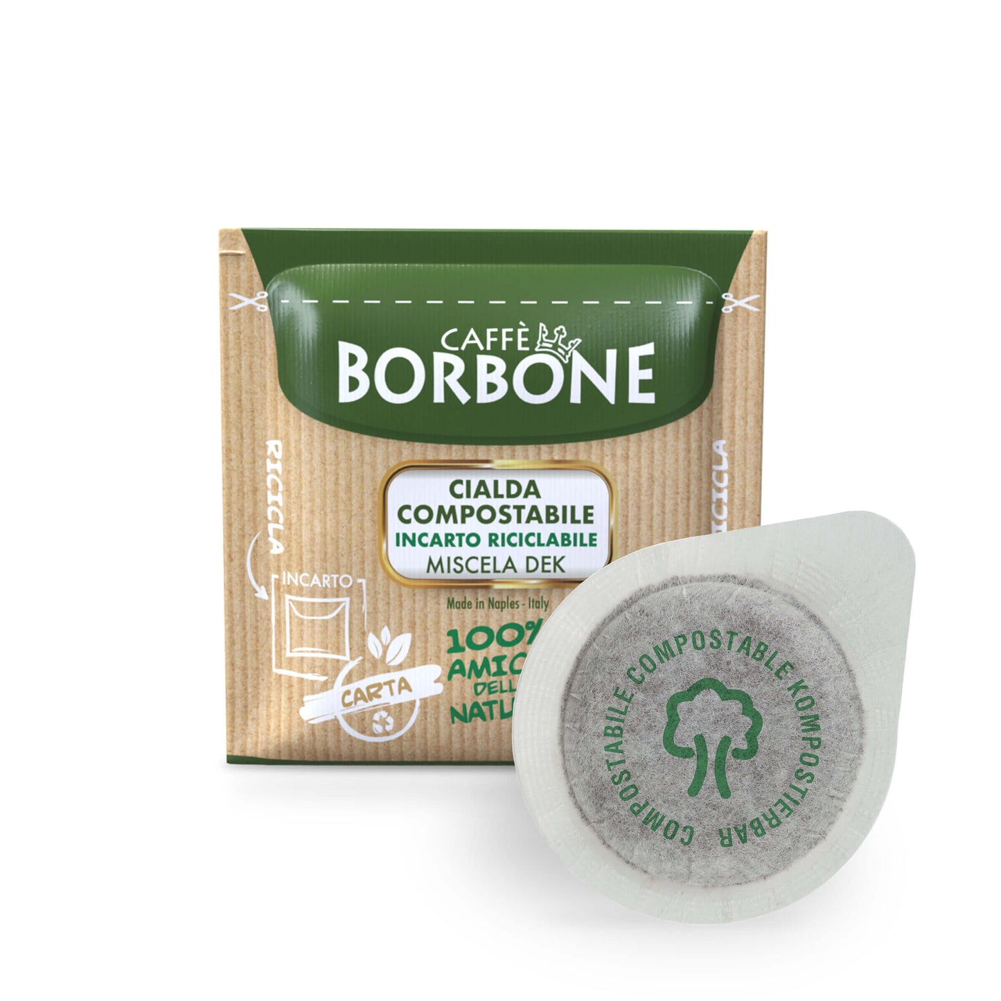 Caffè Borbone Miscela Verde Dek 100 cialde ESE 44mm compostabili decaffeinato caffeina 0,1%