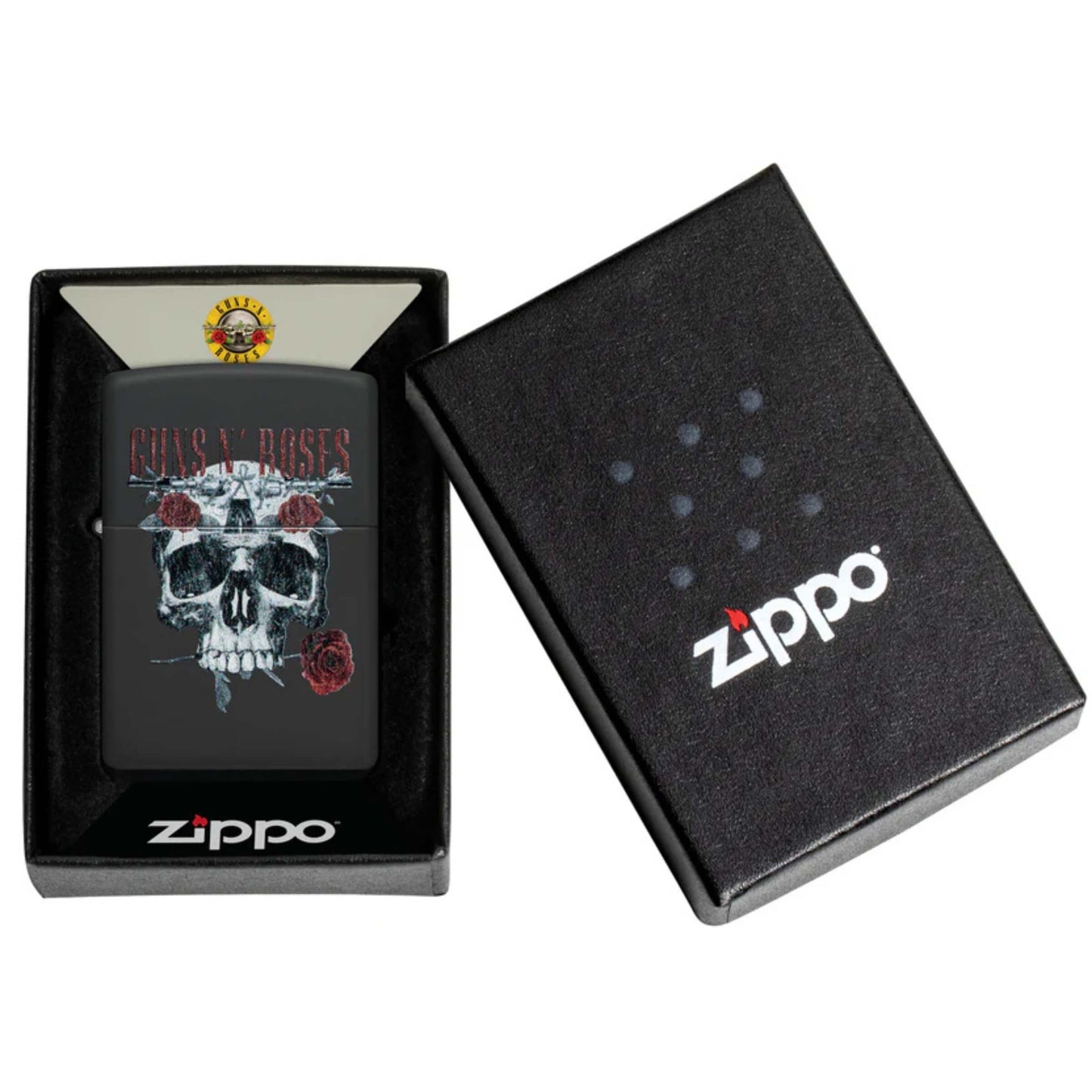 Zippo Guns N' Roses Flower Skull Accendino Antivento Black Matte