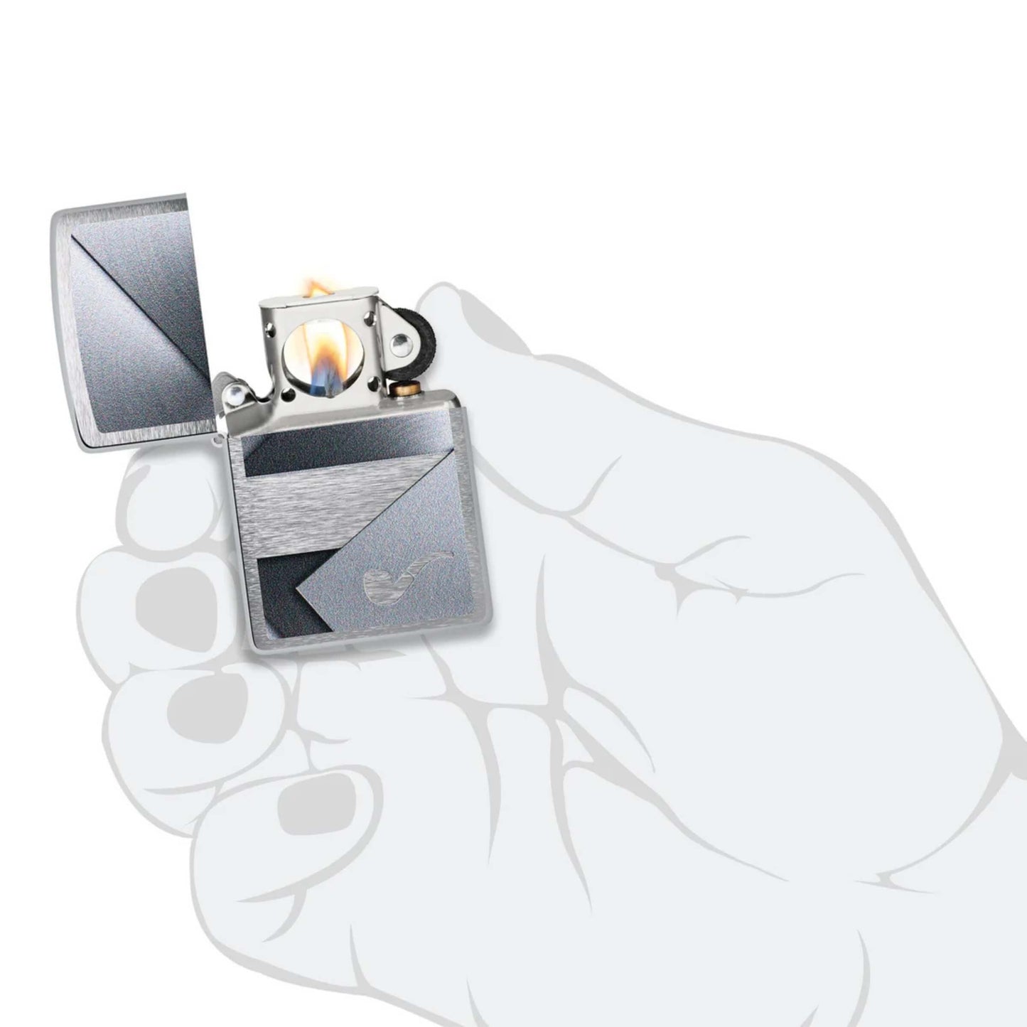 Zippo Brushed Chrome Accendino per Pipa Antivento con Inserto per Pipa - 47191