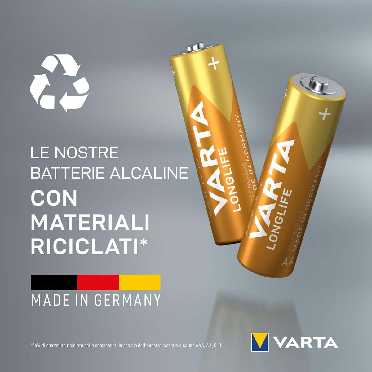 Varta Longlife Pile Alcaline AA LR6 Stilo 1,5 V Blister 10 Pezzi