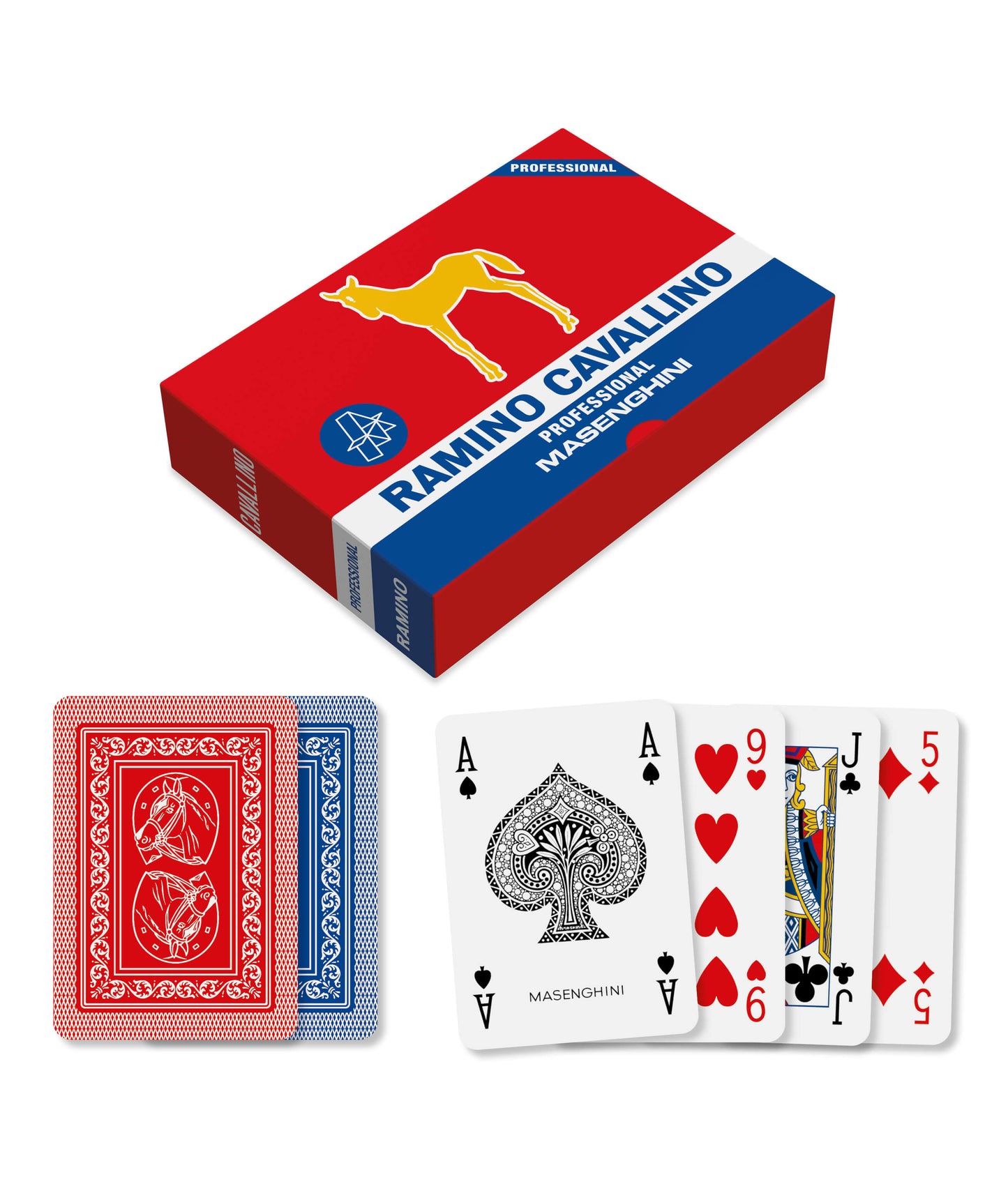 Carte da gioco Masenghini Ramino Cavallino Professional PVC 100% superficie scorrevole Made in Italy