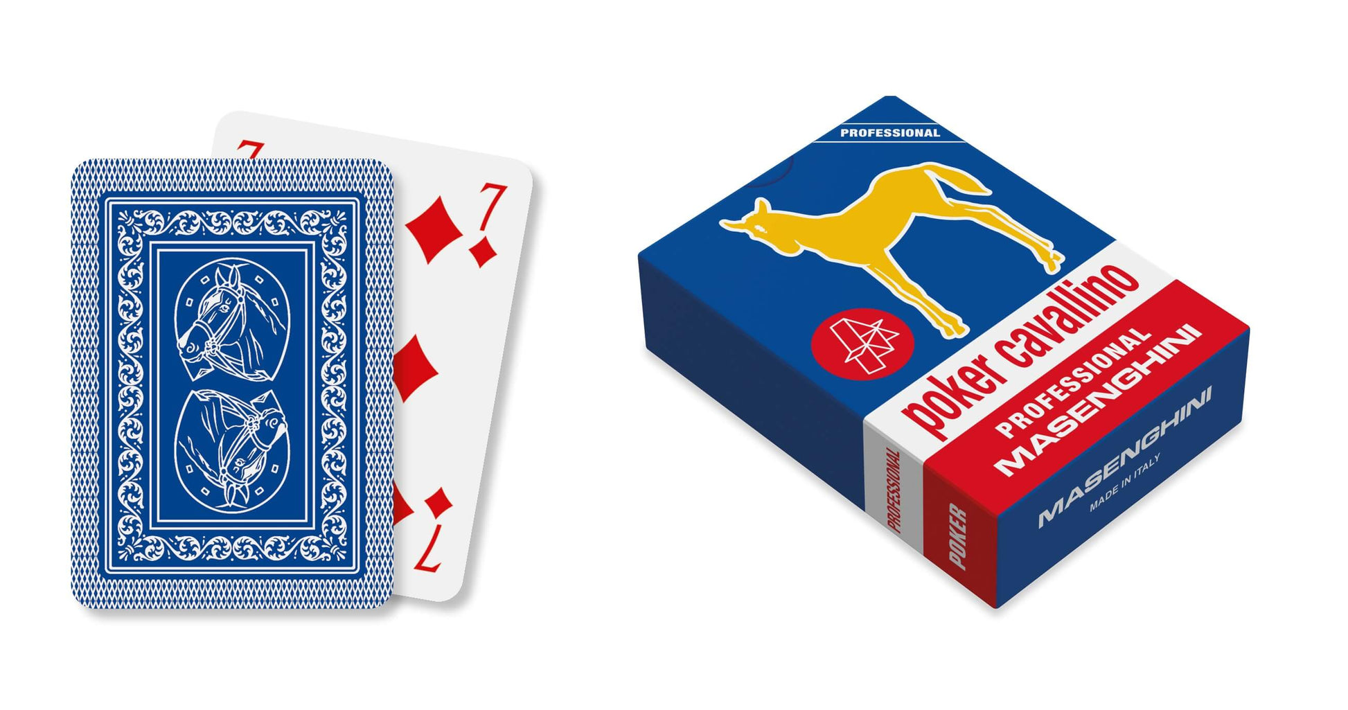 Carte da poker Masenghini Cavallino Blu Professional PVC 100% formato 64x90 mm impermeabili